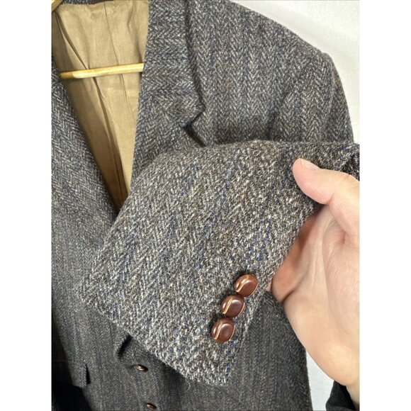 Harris Tweed Herringbone Wool Blazer Eaton Scotland Men’s 48 Regular - Picture 2 of 8